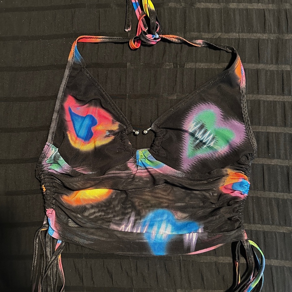 Colorful Heart Print Halter Top